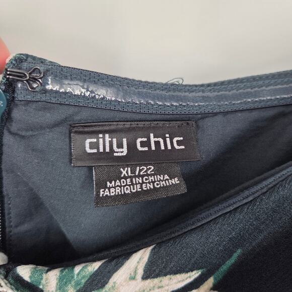 City Chic Women Green Floral Ruffled Off Shoulder Crop Jumpsuit Plus XL 22 - Picture 4 of 7